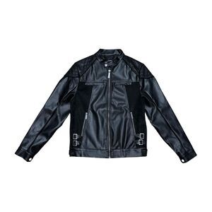 Vicious Men's Black Pu + Suede Mix Racing Jacket VC328